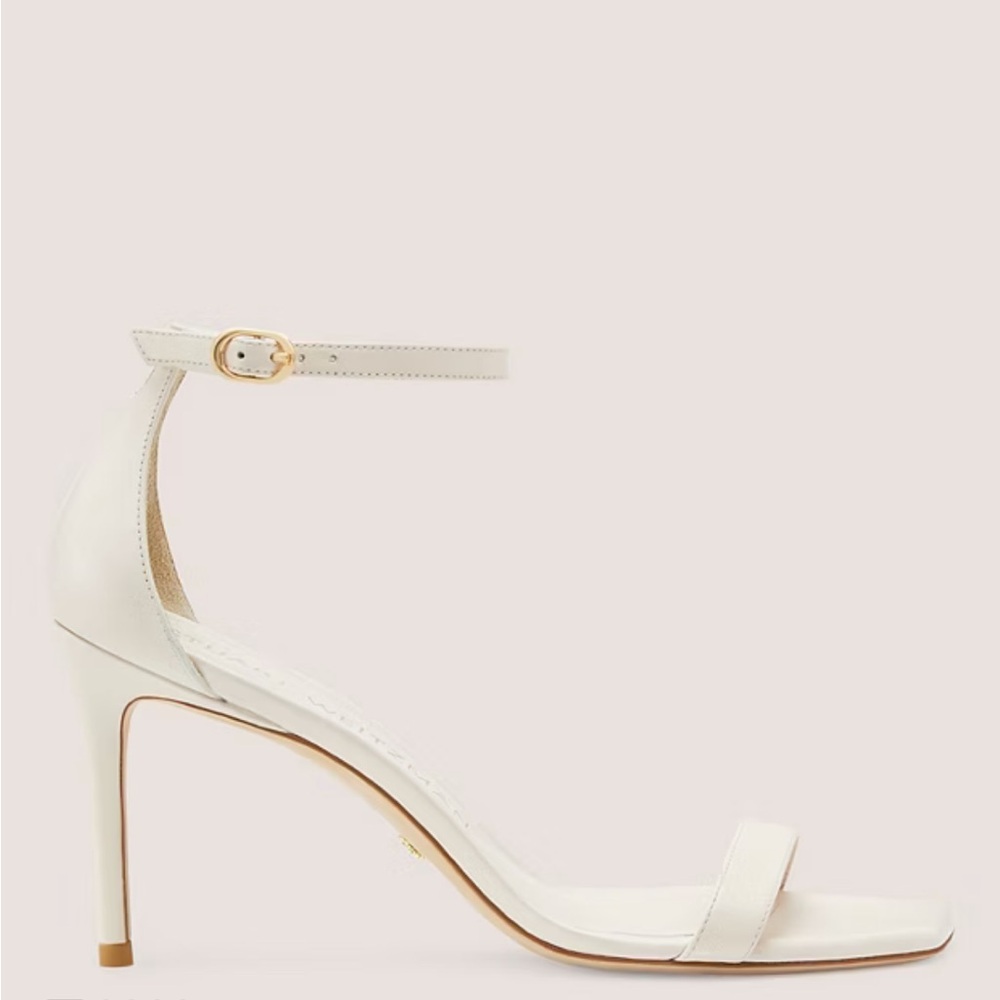 STUART WEITZMAN NUNAKEDCURVE 85 LEATHER SANDAL NEW W/ BOX. SEASHELL SIZE 7.5